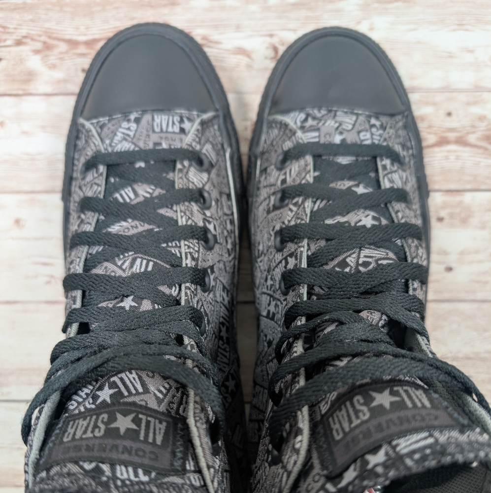 Converse Logo Play Black Mason High Top Sneakers Chuck Shoes Black Silver Men 9 - Picture 5 of 16